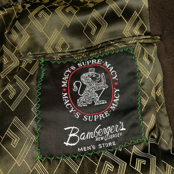 Vintage 1950s Macys Bambergers Overcoat Topcoat Mongolian Cashmere Brown 44R - Picture 5 of 13